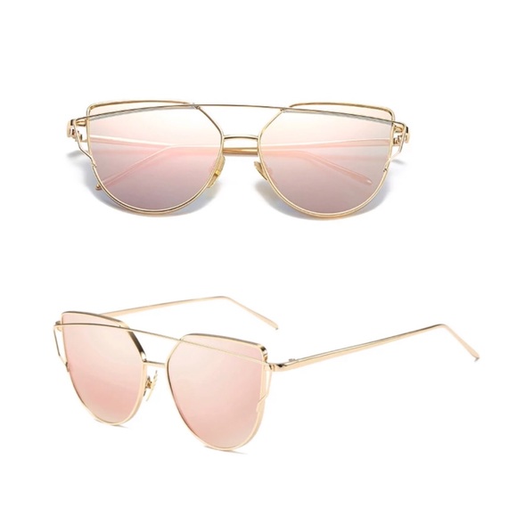 Rose Gold Aviator Mirrored Sunglasses NEW - Picture 7 of 9